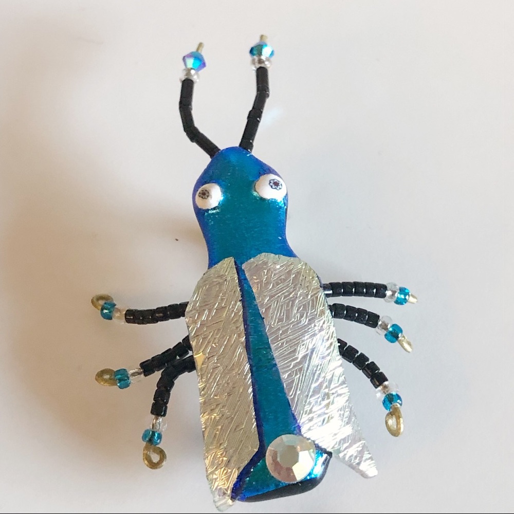 Dichroic Glass Beetle Brooch